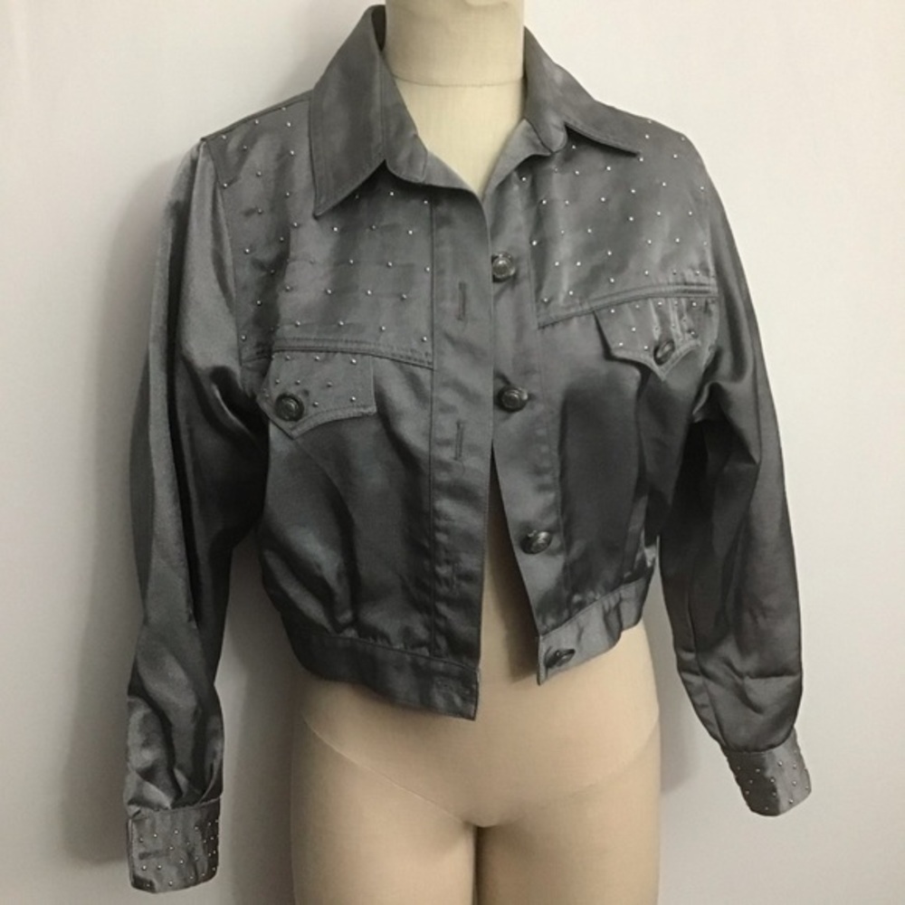 Vintage Cache Denim Style Nylon Jacket Silver MED